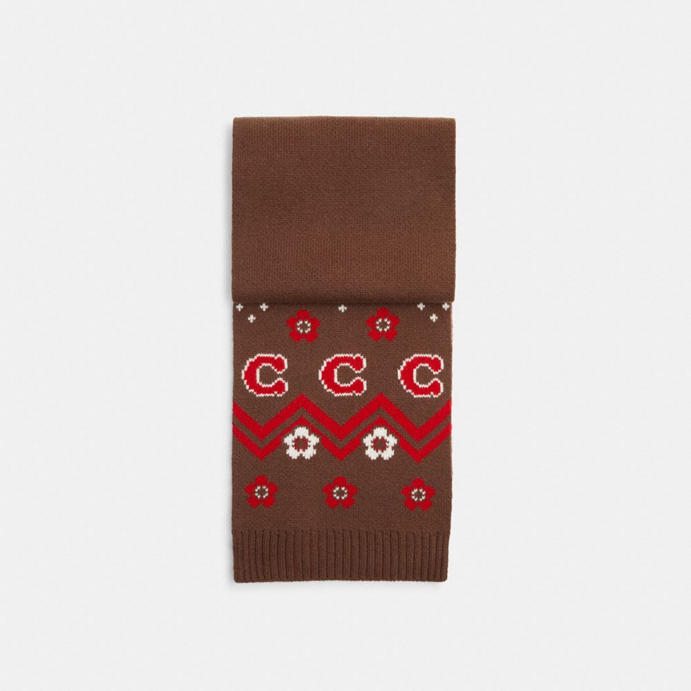 Coach Fair Isle Print Knit Muffler Sable Multi