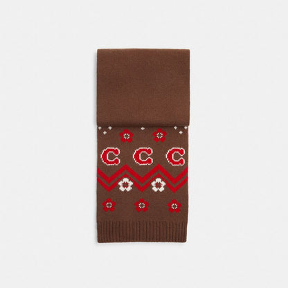 Coach Fair Isle Print Knit Muffler Sable Multi