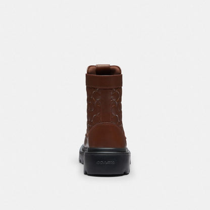 Coach Combat Boot In Signature Leather Vintage Brown