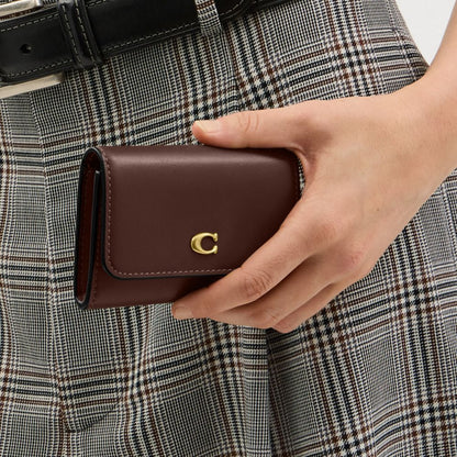 Coach Essential Flap Card Case Brass Maple