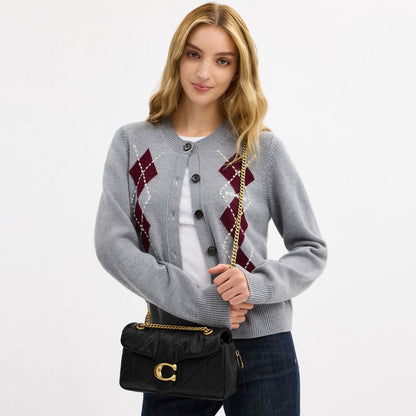 Coach Tabby Shoulder Bag 26 With Quilting Brass Black