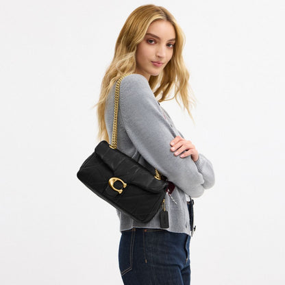 Coach Tabby Shoulder Bag 26 With Quilting Brass Black