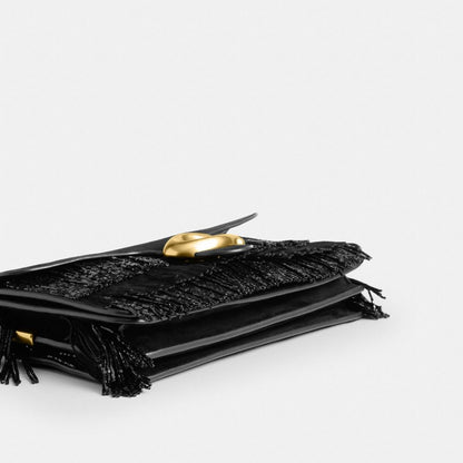 Coach Tabby Shoulder Bag 26 With Crystal Beaded Fringe Brass Black