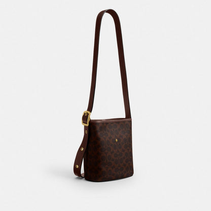 Coach Bleecker Bucket Bag 21 In Signature Canvas Brass Maple