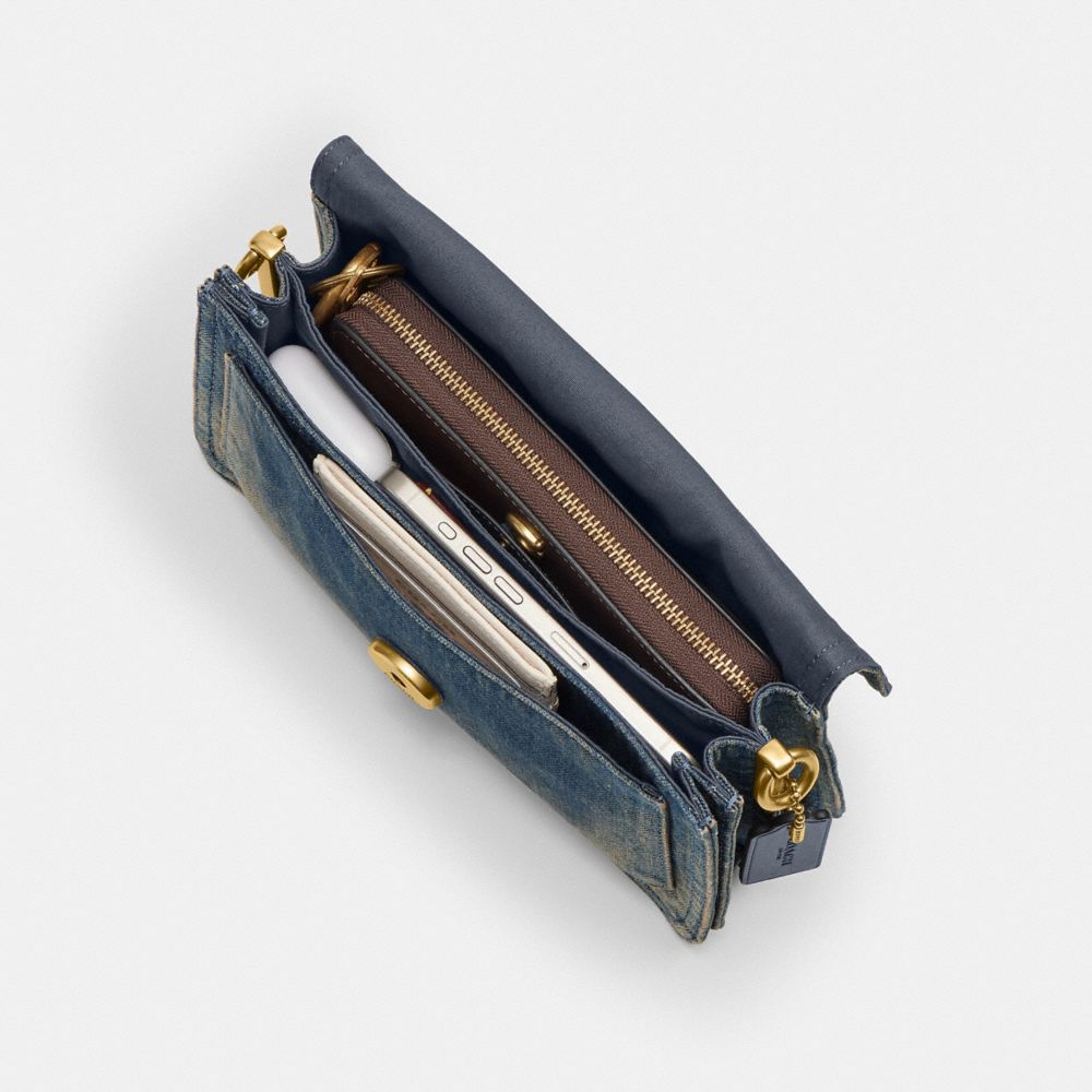 Coach Tabby Shoulder Bag 26 In Regenerative Cotton Denim Brass Dark Indigo