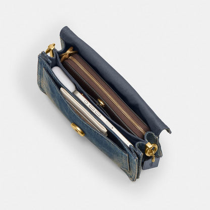 Coach Tabby Shoulder Bag 26 In Regenerative Cotton Denim Brass Dark Indigo