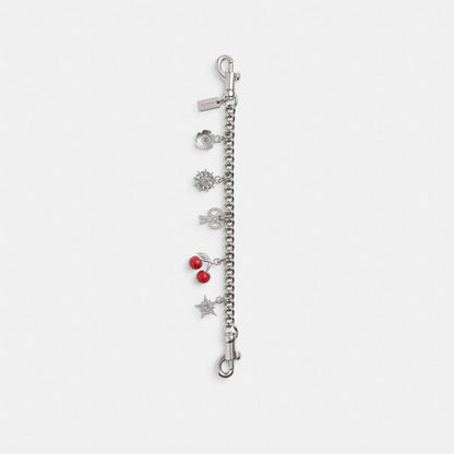 Coach Crystal Motif Chain Bag Charm Silver Multi