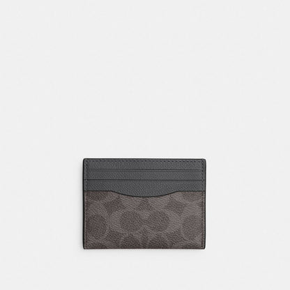 Coach Card Case In Signature Canvas Grey Signature