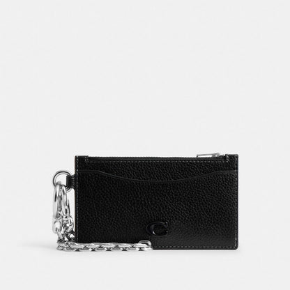 Coach Zip Card Case With Chain Black