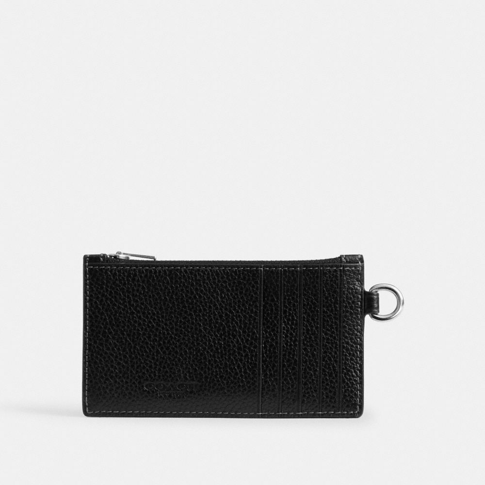 Coach Zip Card Case With Chain Black