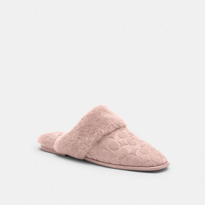 Women's Coach Sherpa Flat Mule In Signature Suede Candy Pink