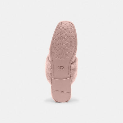 Women's Coach Sherpa Flat Mule In Signature Suede Candy Pink