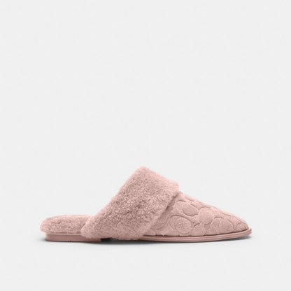 Women's Coach Sherpa Flat Mule In Signature Suede Candy Pink