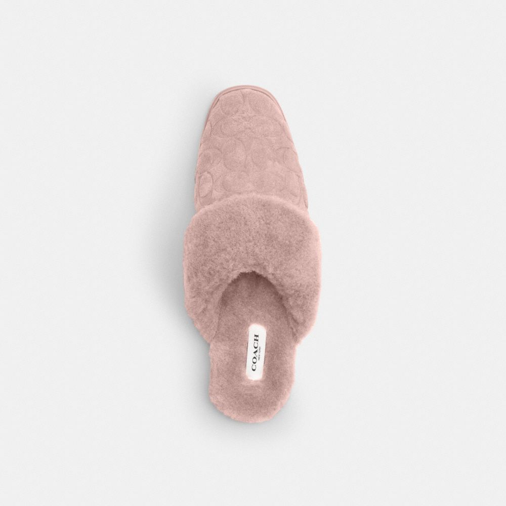 Women's Coach Sherpa Flat Mule In Signature Suede Candy Pink