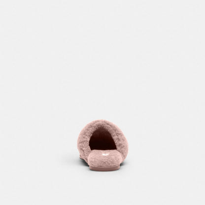 Women's Coach Sherpa Flat Mule In Signature Suede Candy Pink