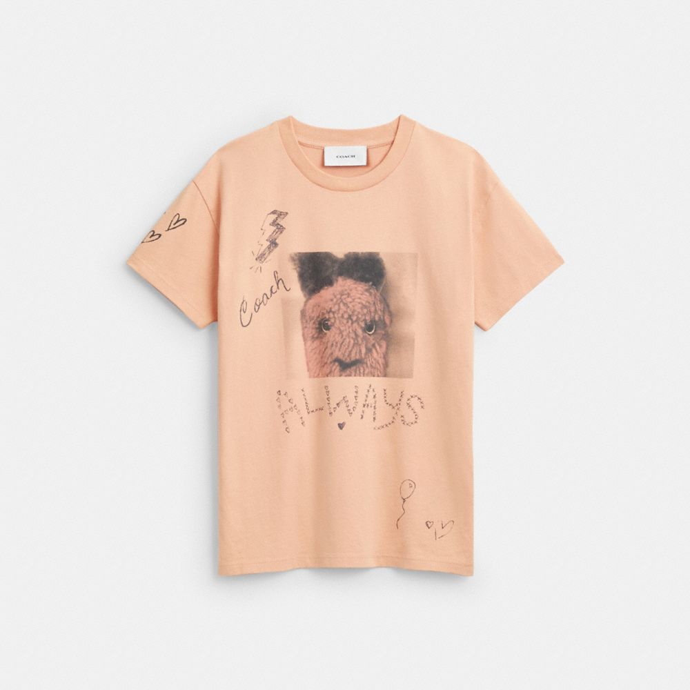 Coach Carroty Shrunken T Shirt In Organic Cotton Light Orange