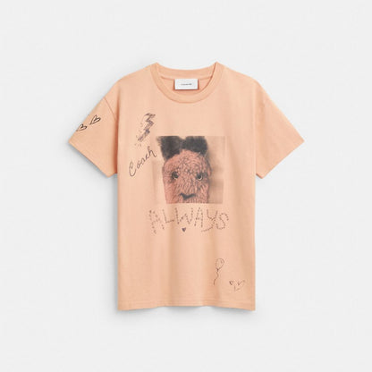Coach Carroty Shrunken T Shirt In Organic Cotton Light Orange