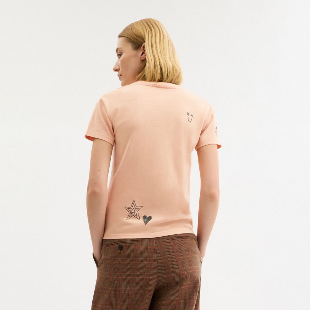 Coach Carroty Shrunken T Shirt In Organic Cotton Light Orange