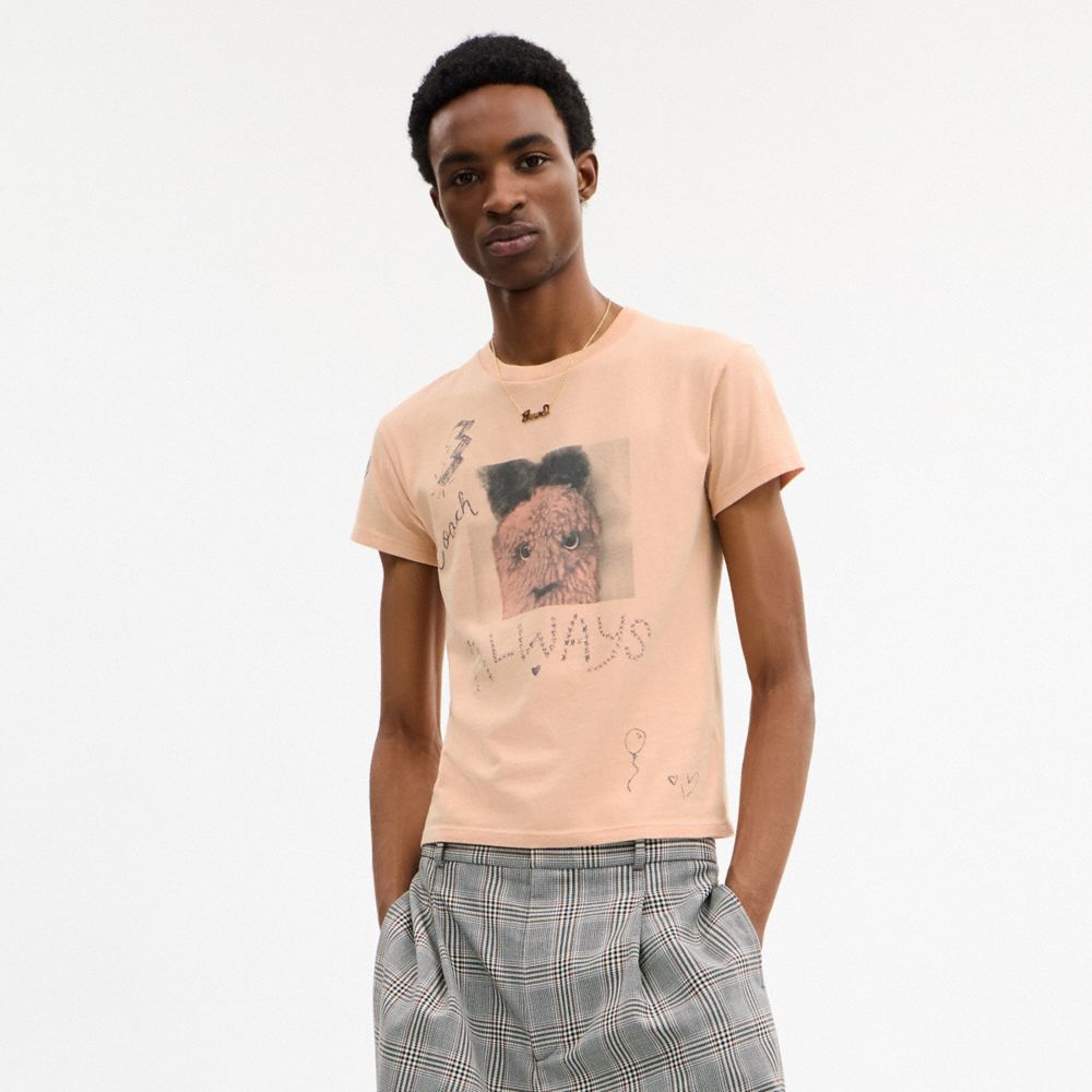 Coach Carroty Shrunken T Shirt In Organic Cotton Light Orange
