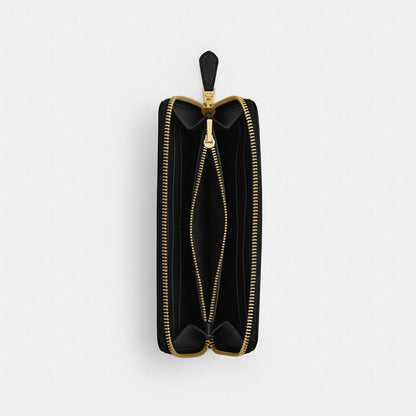 Coach New York Slim Accordion Zip Wallet Brass Black