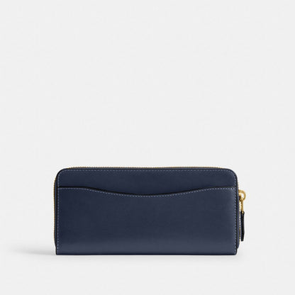 Coach New York Slim Accordion Zip Wallet Brass Navy