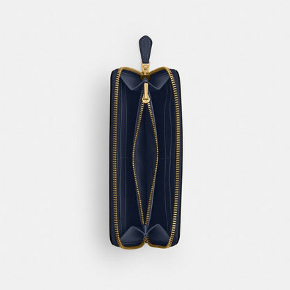 Coach New York Slim Accordion Zip Wallet Brass Navy