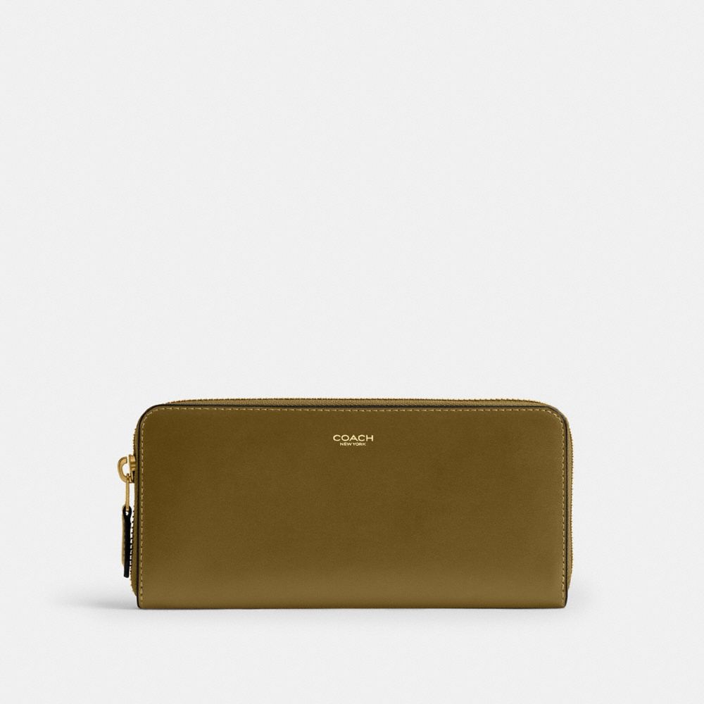 Coach New York Slim Accordion Zip Wallet Brass Muted Olive