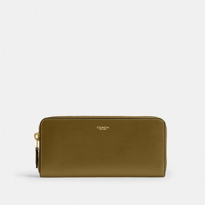 Coach New York Slim Accordion Zip Wallet Brass Muted Olive