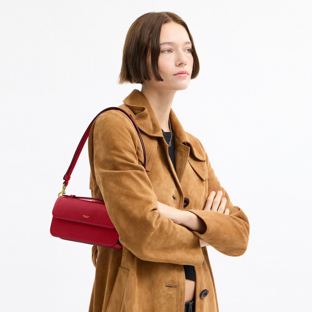Coach New York Elora Top Handle Crossbody Bag Brass/Poppy