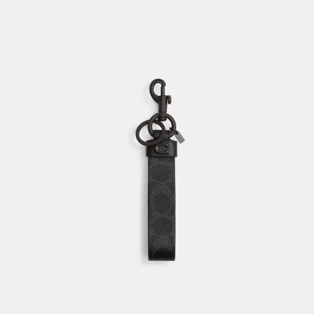 Coach Loop Bag Charm In Signature Canvas Black Signature