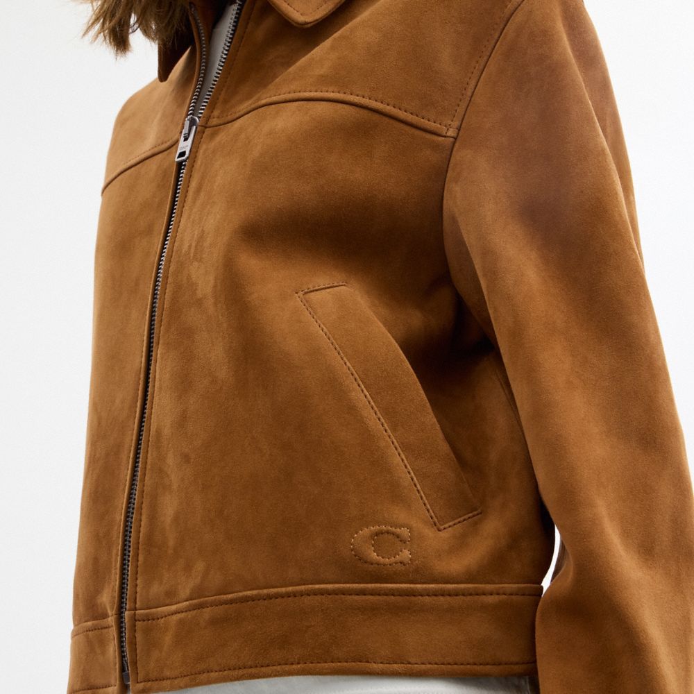 Coach Suede Jacket Sepia