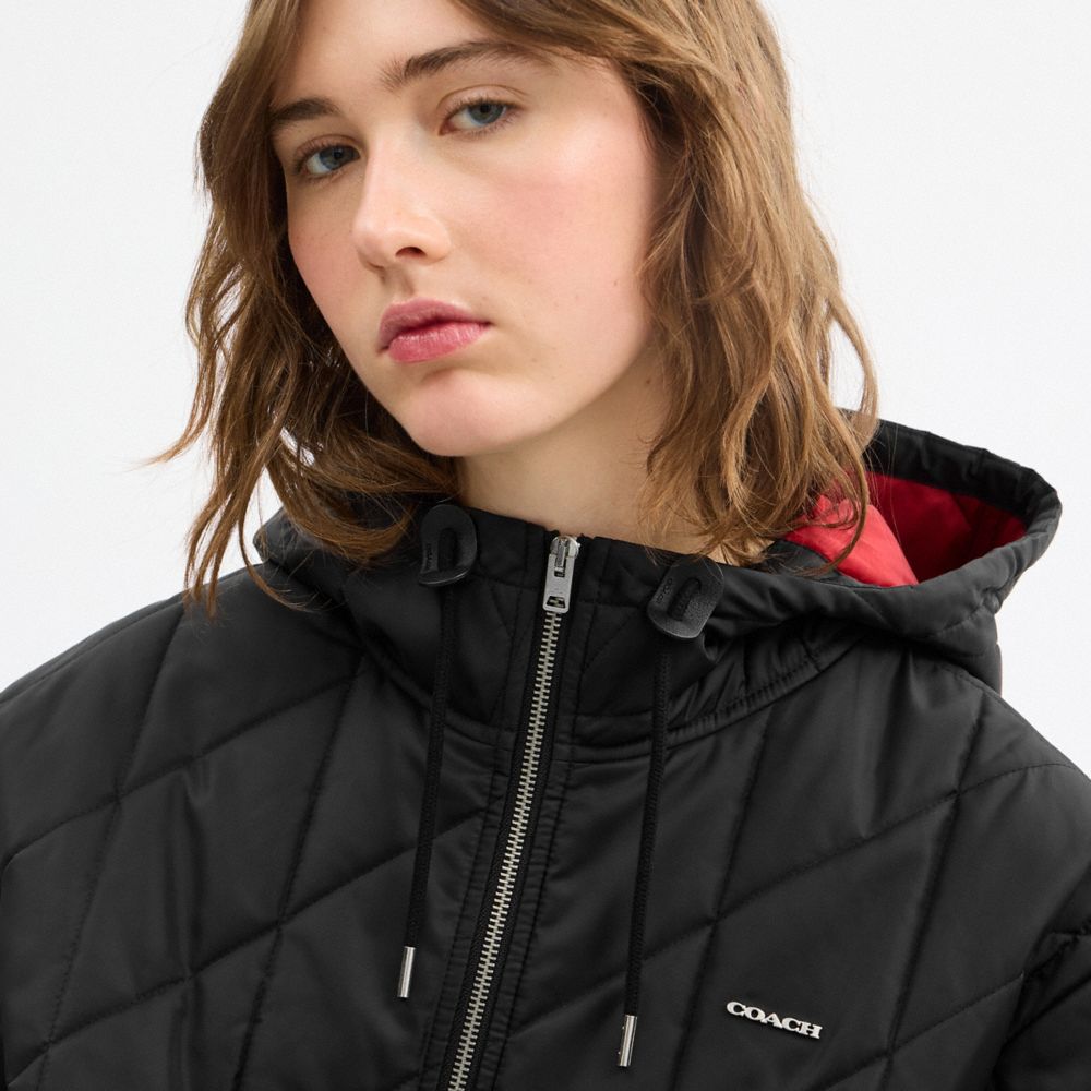 Coach Quilted Blouson Hoodie Black