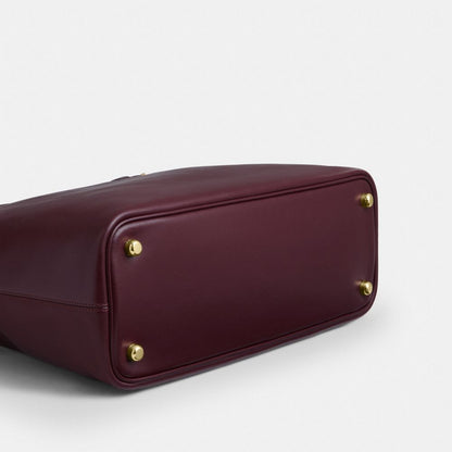 Coach Easton Tote Bag Gold Dark Wine