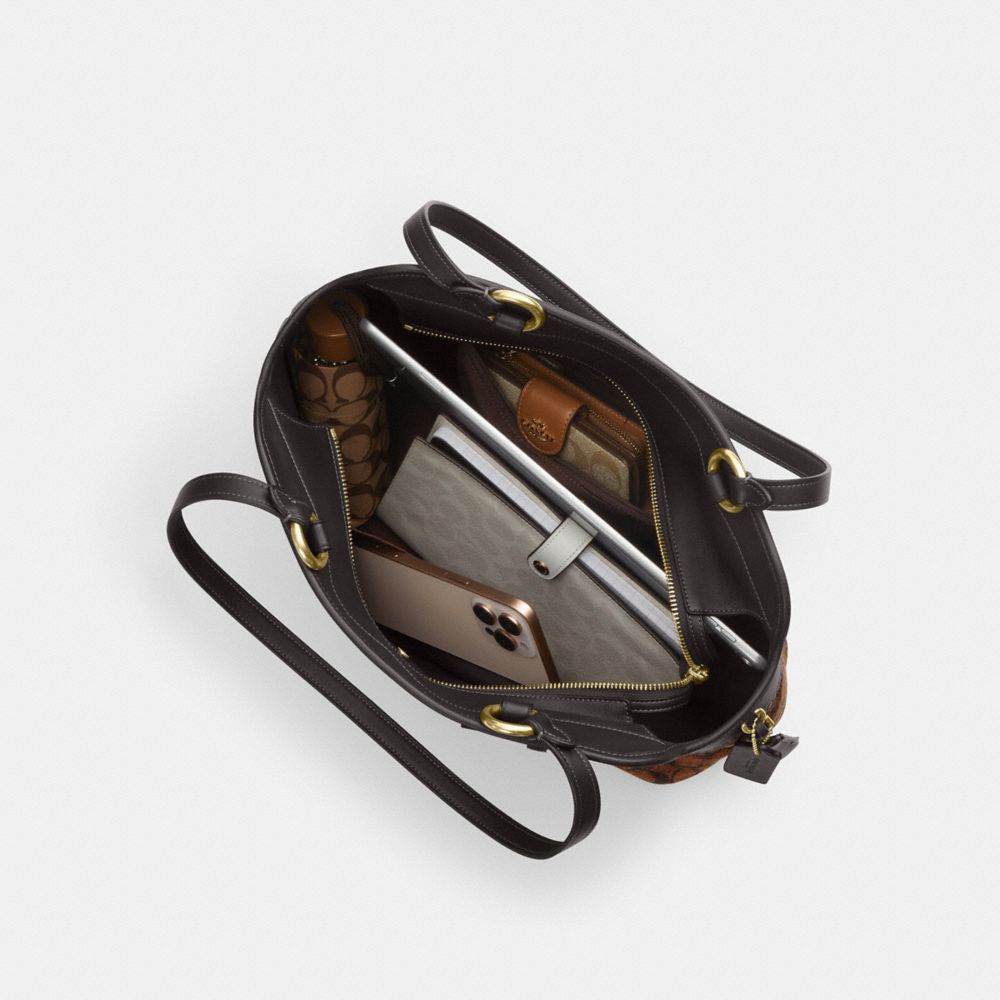 Coach Easton Tote Bag In Signature Chenille Gold Truffle