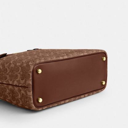 Coach Easton Tote Bag In Signature Chenille Gold Light Khaki Vintage Brown