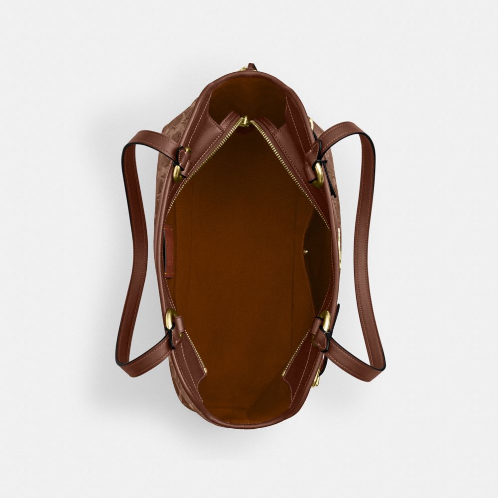 Coach Easton Tote Bag In Signature Chenille Gold Light Khaki Vintage Brown