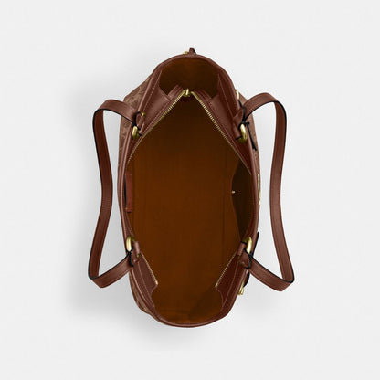 Coach Easton Tote Bag In Signature Chenille Gold Light Khaki Vintage Brown