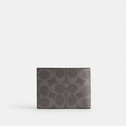 Coach Slim Billfold Wallet In Signature Canvas Grey Signature
