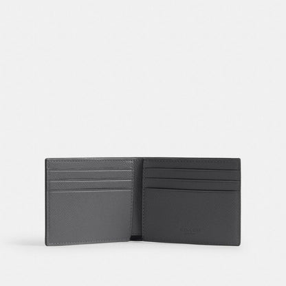 Coach Slim Billfold Wallet In Signature Canvas Grey Signature