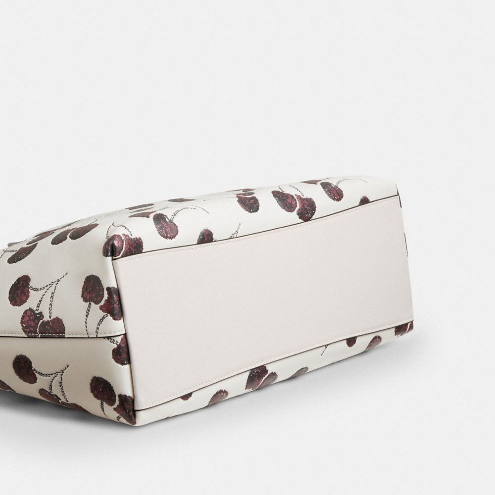 Coach Station Tote Bag With Cherry Print Silver Chalk Multi