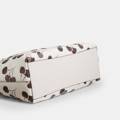 Coach Station Tote Bag With Cherry Print Silver Chalk Multi