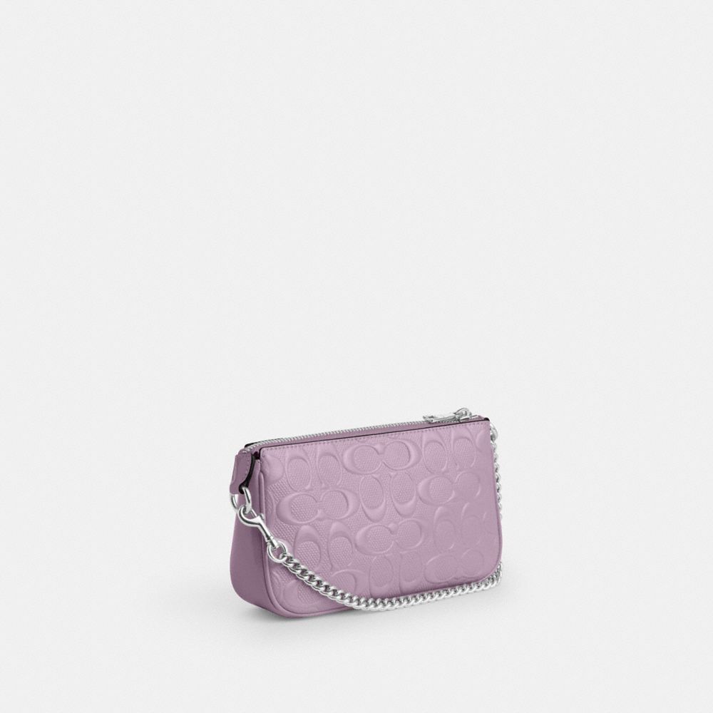 Coach Nolita 19 In Signature Leather With Heart Charm Silver Light Violet