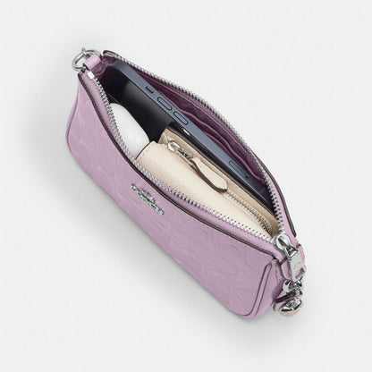 Coach Nolita 19 In Signature Leather With Heart Charm Silver Light Violet