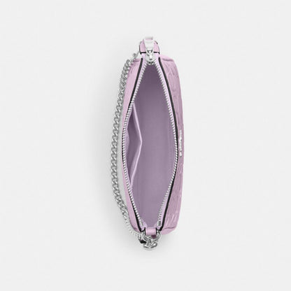 Coach Nolita 19 In Signature Leather With Heart Charm Silver Light Violet