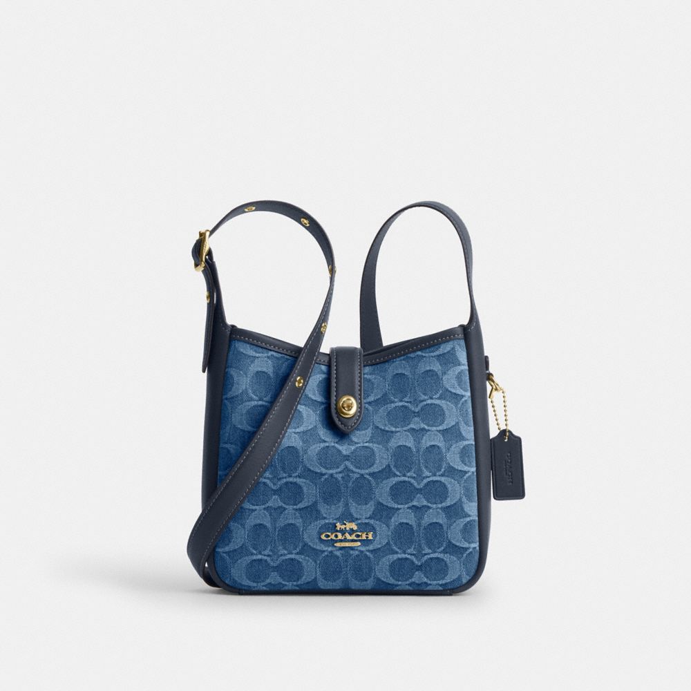 Coach Hadley Mini Crossbody Bag In Signature Denim Gold Indigo