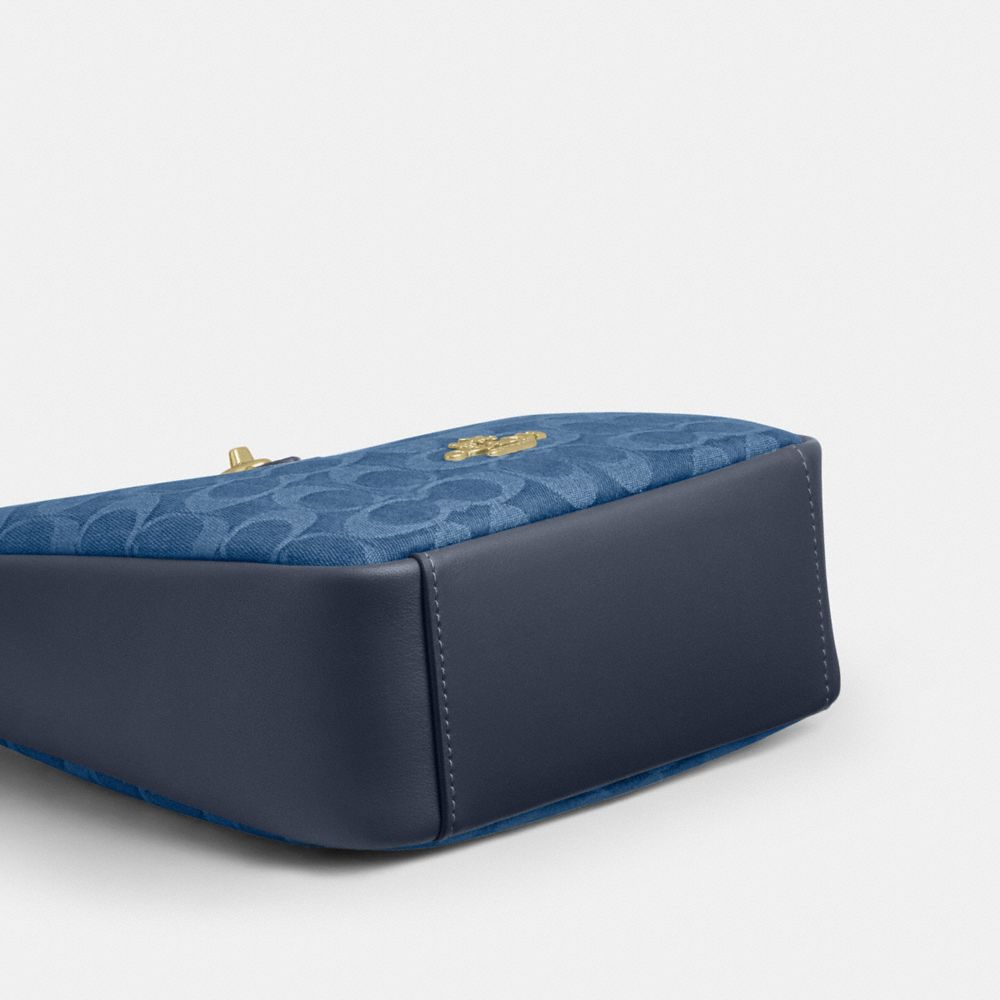 Coach Hadley Mini Crossbody Bag In Signature Denim Gold Indigo