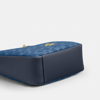 Coach Hadley Mini Crossbody Bag In Signature Denim Gold Indigo