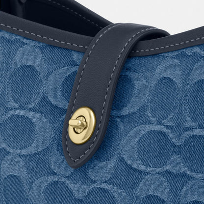 Coach Hadley Mini Crossbody Bag In Signature Denim Gold Indigo