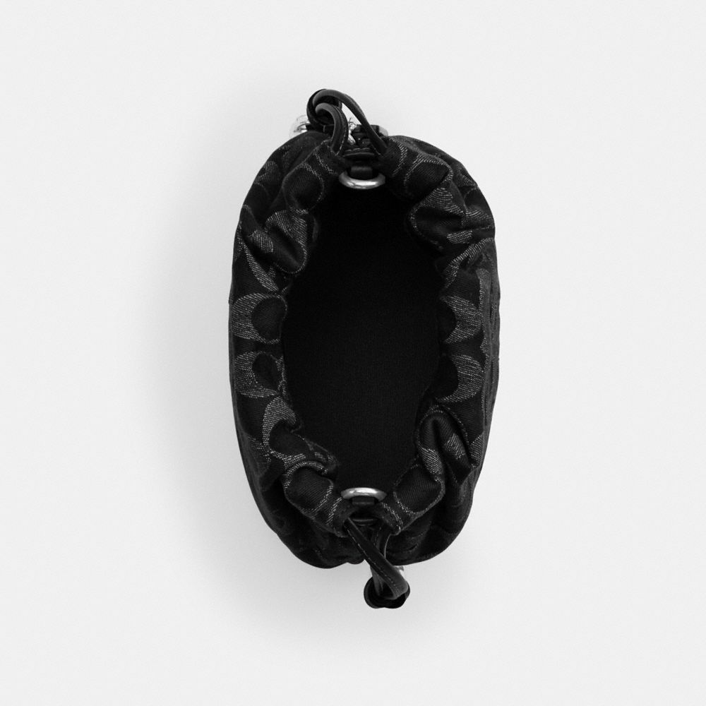 Coach Faye Mini Drawstring Bag In Signature Denim Silver Black