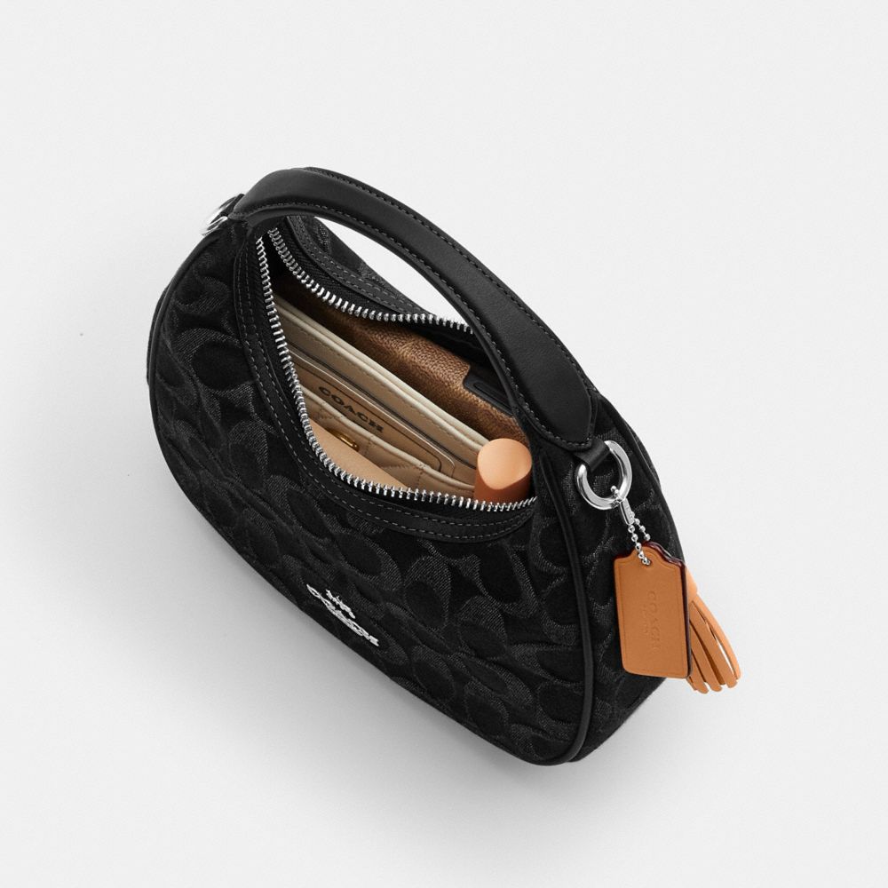 Coach Carmen Mini Crossbody Bag In Signature Denim Silver Black